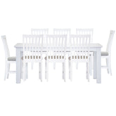 Laelia 9pc Dining Set 220cm Table 8 Chair Acacia Wood Coastal Furniture - White
